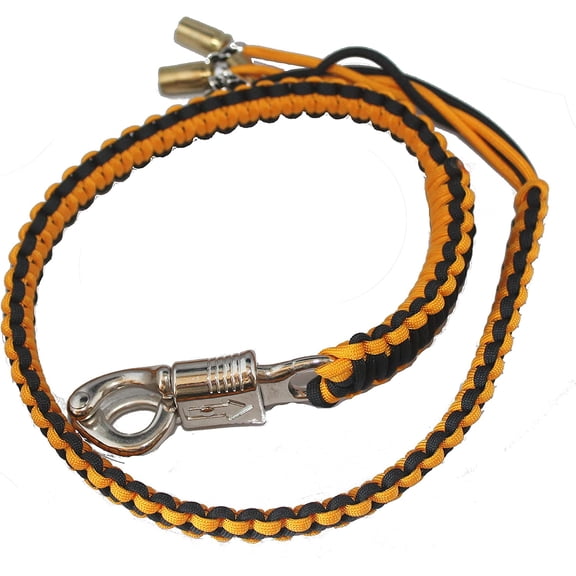 Biker Whip Get Back 30 inch Black and Gold Silver Punisher Skulls .45 Cal Casing