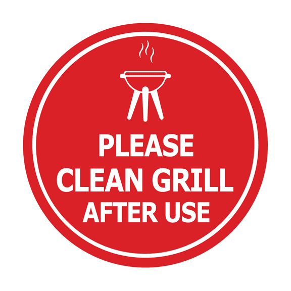 Circle Please Clean Grill After Use Sign (Red) - Large