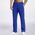 thumbnail image 2 of Men's Sweatpants Casual Loungewear Cotton Pajama Yoga Pants Open Bottom Straight Leg Male Sweat Pants with Pockets, Blue, Size XL, 2 of 8
