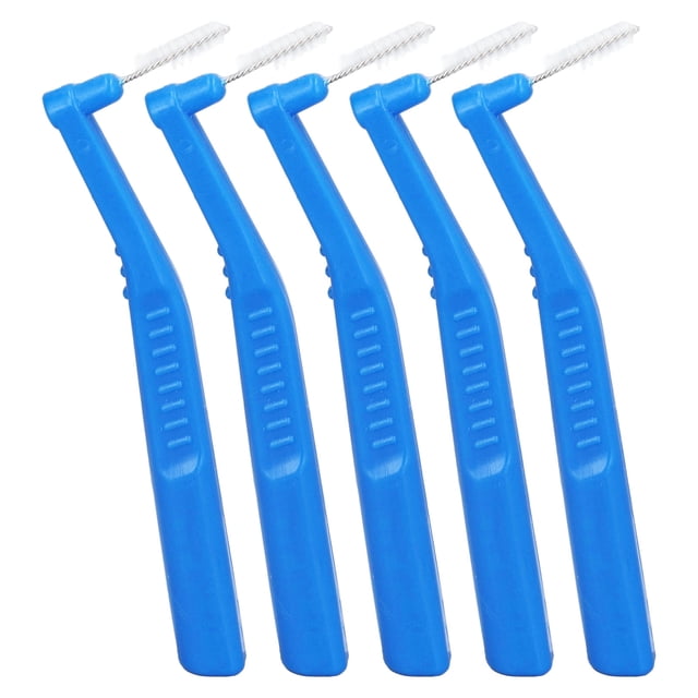 Interdental Brush, Grade Nylon Wire 5pcs Professional Portable L Shaped Interdental Brushes For Tooth Care Blue