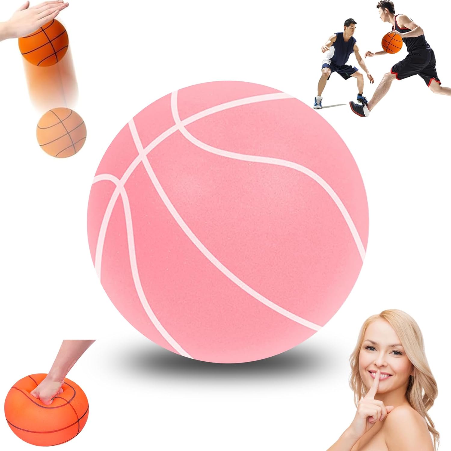 Basketball Silencieux, Basketball Silencieux Intérieur, Ballon en Mousse Haute Densité Non Revêtu, Doux, Flexible, Facile à Saisir