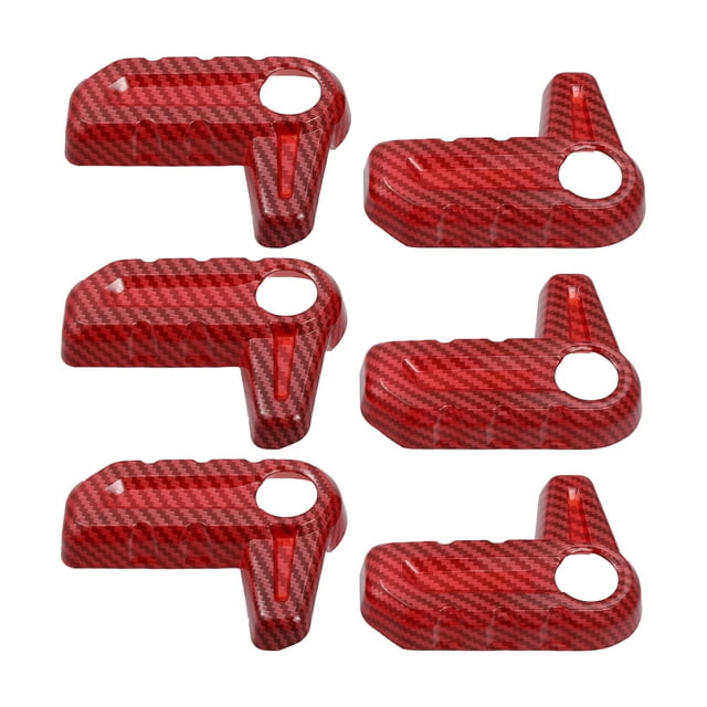 Unique Bargains 6 Pcs Housse de Poignée d'Interrupteur de Retrait de Toit Rigide pour Jeep Wrangler JL JLU 18-23 Motif Fibre de Carbone Rouge