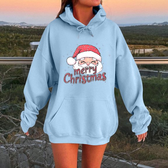 Uootdi Christmas Hoodies for Women Plus Size Halloween Print Floral Print Drawstring Tie Dye Soild Color Sweatshirt Loose Fit Cute Gift Hoodie Fall Pullover with Pocket