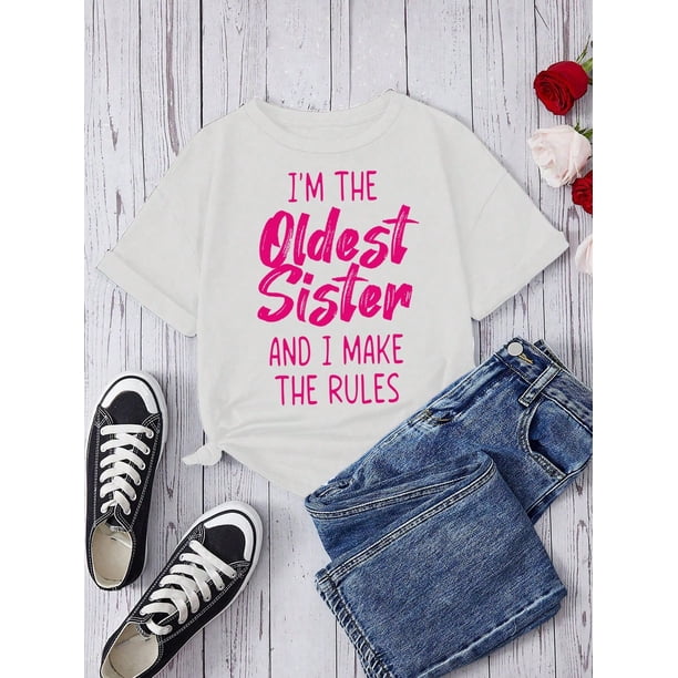 Teen Girls' Casual Slogan Pattern Short Sleeve T-Shirt Suitable For Summer