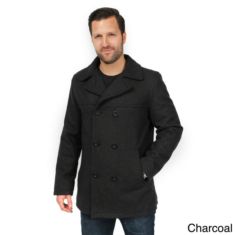 Excelled Men's Faux Wool Peacoat Jacket - Walmart.com
