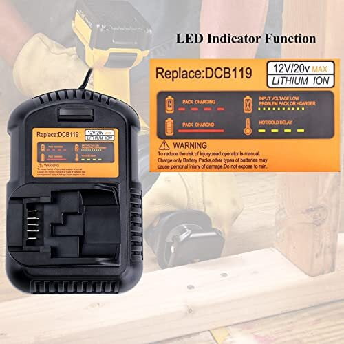 DCB119 Car Vehical Charger Replacement for Dewalt Battery Charger DCB112 DCB101 DCB115 DCB107 Compatible with 12V& 20V/60V MAX Lithium-Ion Batteries DCB206 DCB230 DCB120 DCB126 DCB606 DCB609