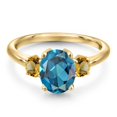 thumbnail image 3 of Gem Stone King 10K Yellow Gold London Blue Topaz and Yellow Citrine Engagement Ring for Women | 2.76 Cttw | Oval 9X7MM | Gemstone November Birthstone | Size 8, 3 of 6