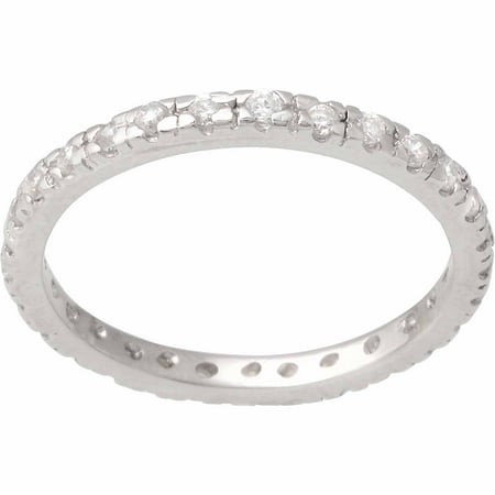 Women's CZ Sterling Silver Eternity Band, 2mm