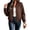 Coffee_#X006, variant on Women Zip Up Bomber Jacket Plaid Long Sleeve Coat with Pockets Classic Baseball Collar Gingham Jacket Casual Cozy Fall Winter Tops with Pockets,Brown 2XL