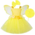thumbnail image 2 of Vestido de tutú de hada con flores amarillas brillantes para niñas, para fiesta de cumpleaños, vestidos de princesa, disfraz de hada mariposa para Halloween para niños, 2 of 5