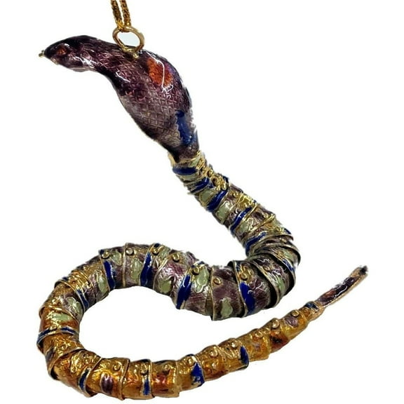 Cloisonne Articulate Snake Ornament, Enamel on Copper Violet