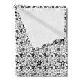 thumbnail image 2 of Floral Soft Flannel Fleece Blanket, Doodle Blossoming Petals with Leaves Flourish Summer Gardening Hand Drawn, Cozy Plush for Indoor and Outdoor Use, 70" x 90", Charcoal Grey White, by Ambesonne, 2 of 5