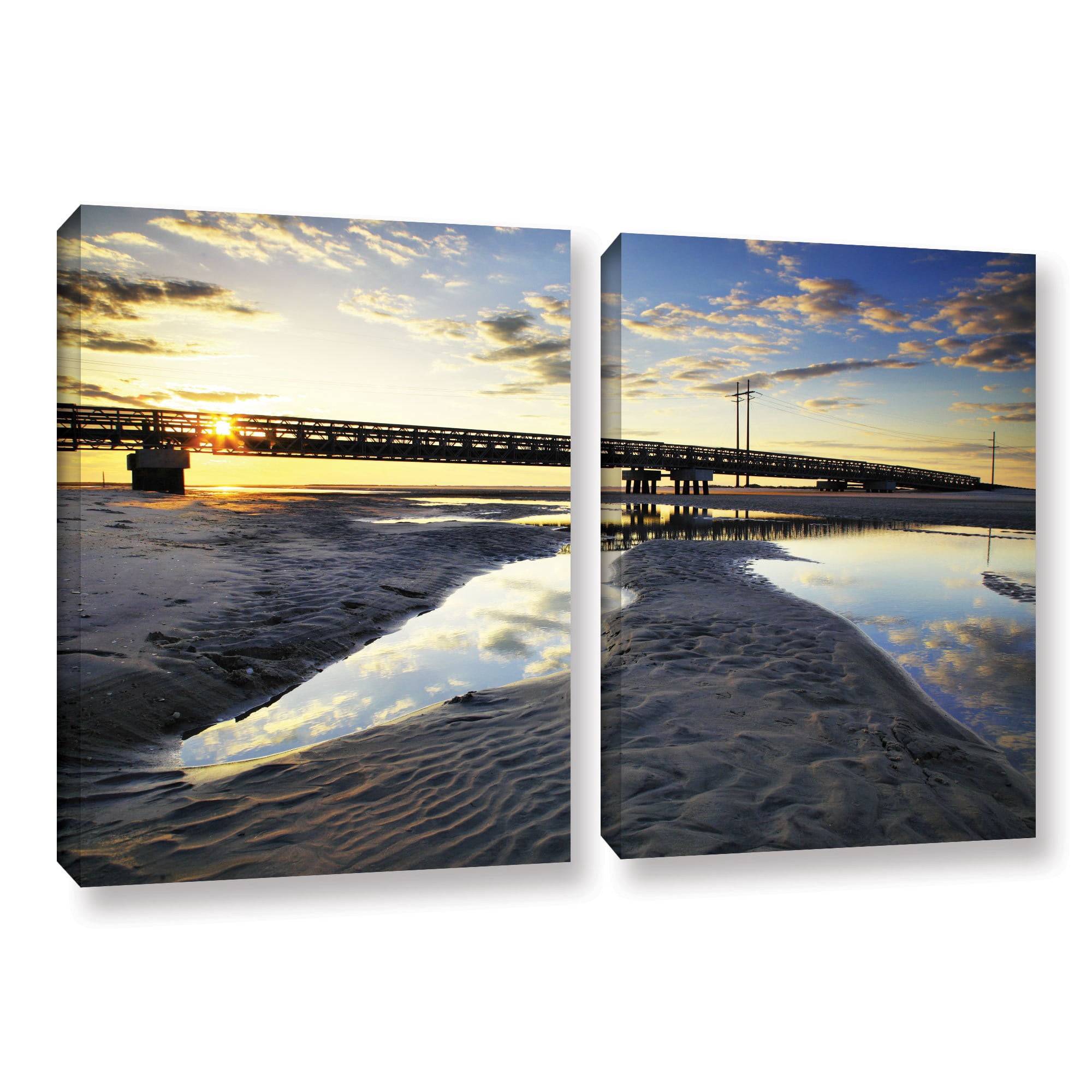ArtWall Steve Ainsworth "Hatteras Pools and Bridge" 2-Piece Gallery-Wrapped Canvas Set