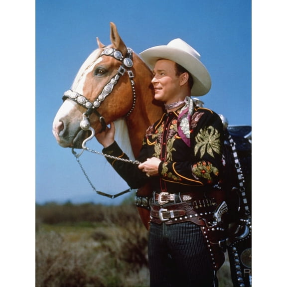 Roy Rogers with a Brown Horse Photo Print (24 x 30)