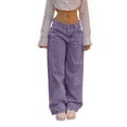 thumbnail image 2 of ClodeEU Women's Low Rise Straight Leg Jeans ,Loose Fit Vintage Streetwear Denim Pants Purple,Womens Plus S, 2 of 8