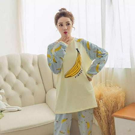

Autumn Fashion Cute New Ladies o Collar Long Sleeve Large Size Women‘s Home Printing Home Pajamas Set