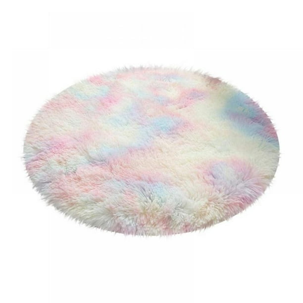 Prettyui Fluffy Colorful Shag Round Area Rug Rainbow Rug ...