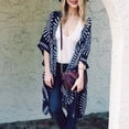 thumbnail image 4 of Mujeres Verano Vintage Cardigan Geometría Imprimir Kimono Beach Cover Up Bikini Outwear Azul Oscuro Eccomum M, 4 of 7