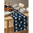thumbnail image 6 of Blue White Plaid Table Runner 108 Inches, Modern Geometric Checkered Bed Runner Dresser Scarves Tabletop for Indoor Outdoor Parties/Ceremony/Banquet, 13"x 108", 6 of 8
