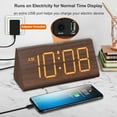 thumbnail image 5 of Wooden Digital Alarm Clocks for Bedrooms - Electric Desk Clock with Large Numbers, USB Port, Loud Alarm for Heavy Sleepers, Adjustable Volume, Dimmer, Snooze, DST, Wood Décor, Adapter Powered, 5 of 7