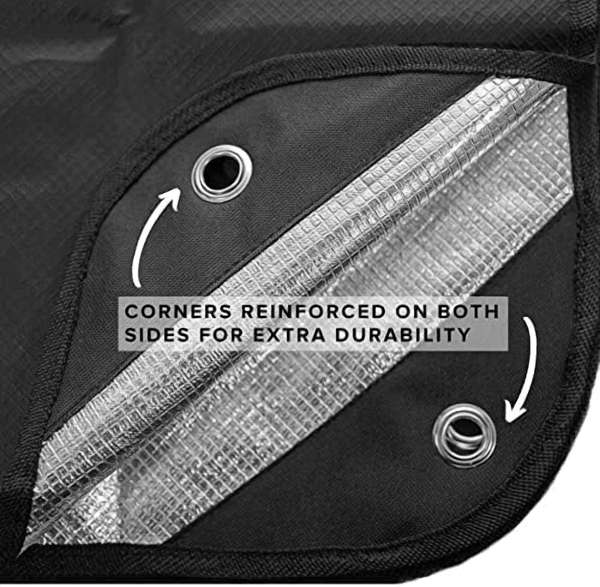 Insulated Tarp, Reusable Heavy Duty Thermal Survival Blanket – 60x82in, Reflects 90% Body Heat, Waterproof, Windproof, 3-Layer Design, Reinforced Grommets, Black