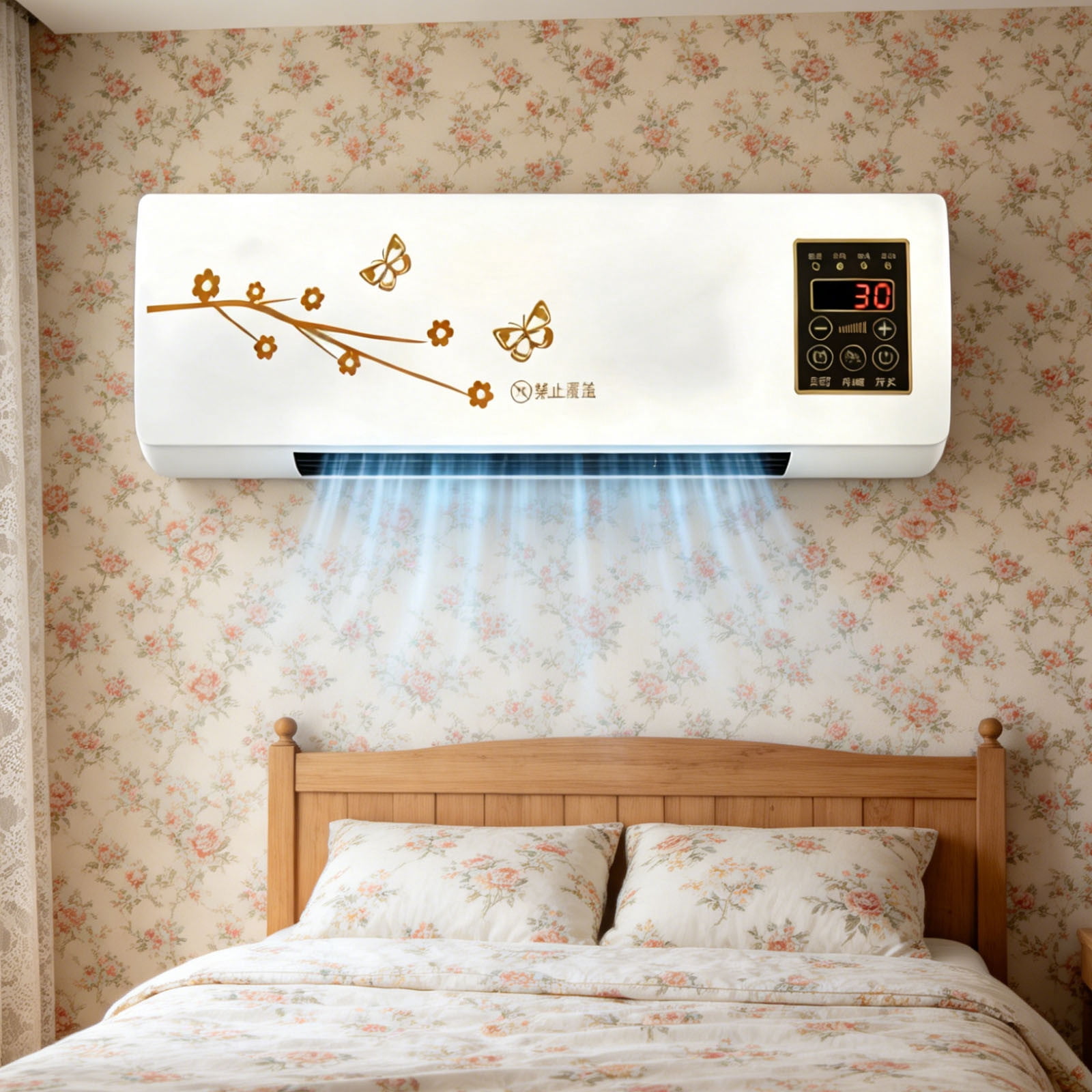 Wall Mounted Space Heater Fan 2 in 1 Electric Fan for Bedroom Living Room Office Quiet Overheat Protection,C