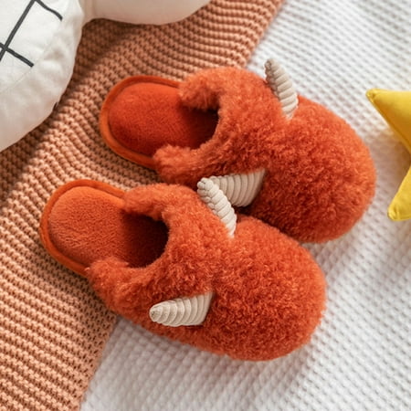 

Horns Couple Women s Shoes Warm Color Style Cartoon Slipper Cotton Plush Solid Women s Slipper Note Please Buy One Or Two Sizes Larger