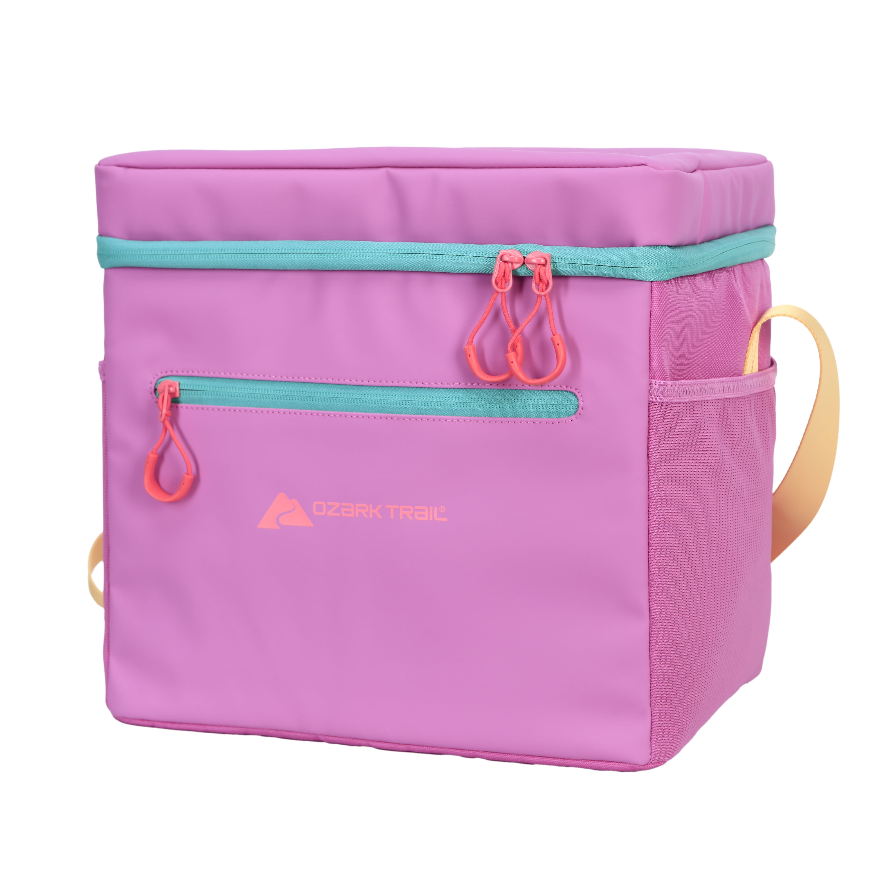 Ozark Trail Coated Soft-Sided Cooler with Removable Hardliner, 24-Can Capacity, Summer Vibes Collection, Bright Pink