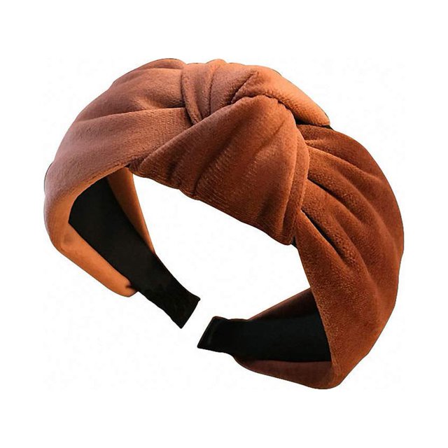 Granjero Gordo Diadema con nudo en el medio, borde ancho y aro de terciopelo simple con forma de cruz, estilo retro (caramelo)