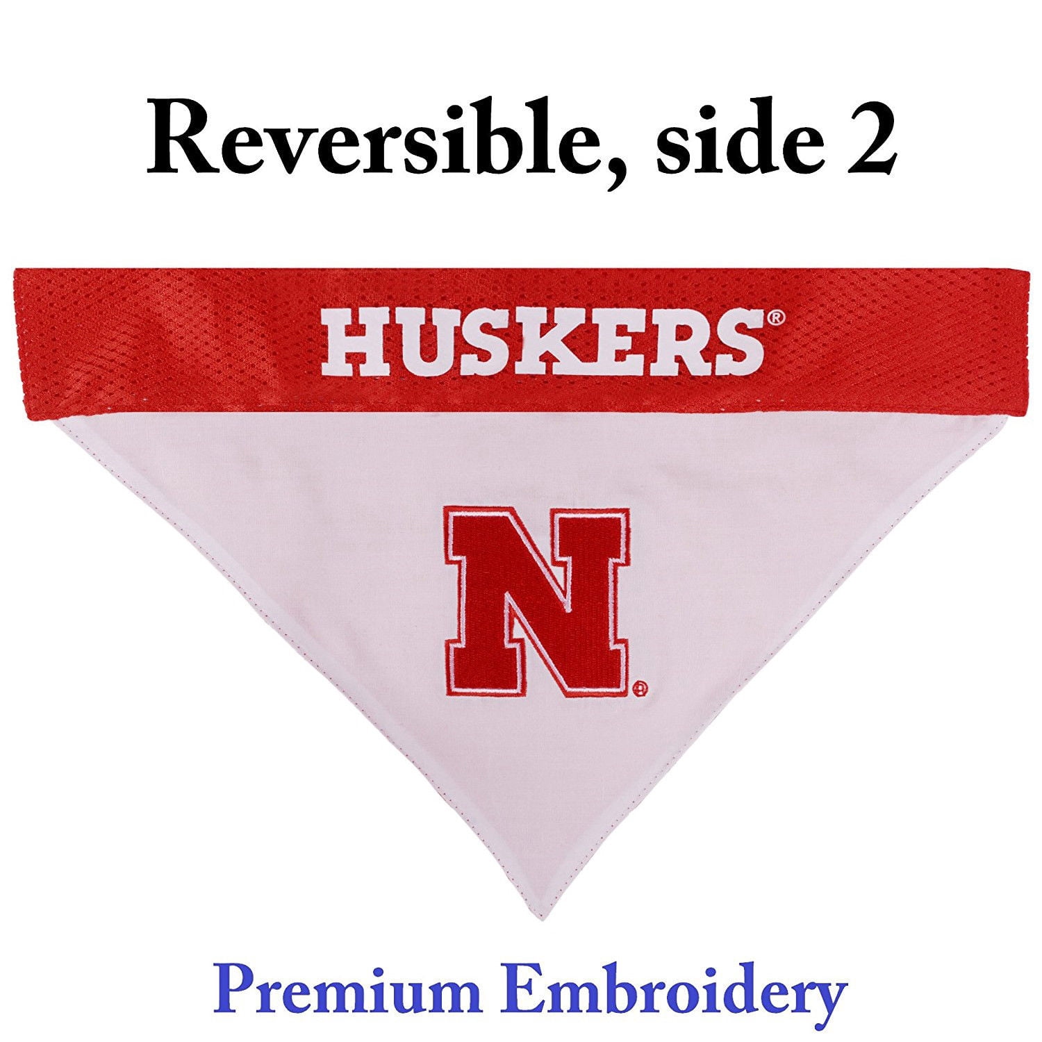 Pets First Collegiate Nebraska Reversible Bandana -Home & Away Mesh & Premium Embroidery For Dogs & Cats