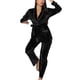 thumbnail image 2 of Gibobby camisón largo para mujer Acolchadas Y Engrosadas Otoño E Invierno Se Pueden Usar Afuera De Tamaño Retro Ocio Cómodo Ropa De Conjunto De Pantalones De Pijama (Negro, L), 2 of 5