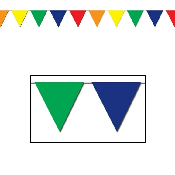 Party Central Club Pack of 12 Green and Blue Pennant Outdoor Banner Hanging Party Decor 120'