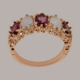thumbnail image 3 of LBG British Made 9k Rose Gold Natural Pink Tourmaline & Opal Womens Eternity Ring - 33 size options - Size 11.75, 3 of 8