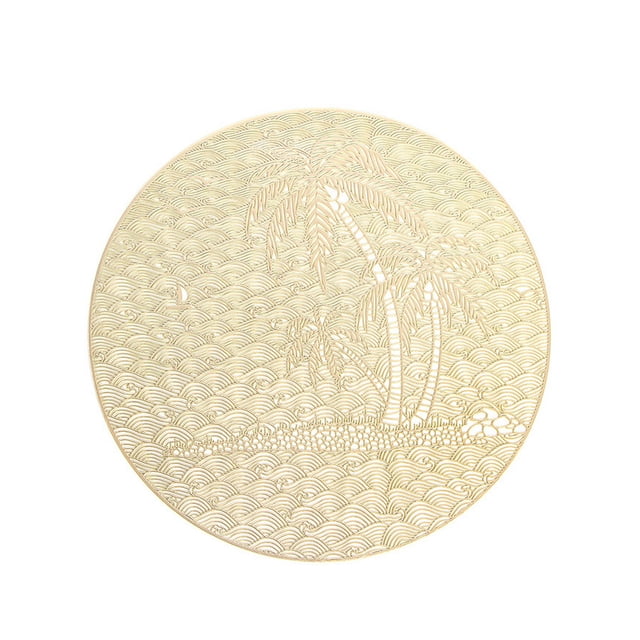 CSChome Protection Pad for Dining Table Placemats Heat Resistant Non-Slip Dining Table Mats Coconut Tree Place Mat Protection Decorative Reusable Stain-Proof PVC Mats