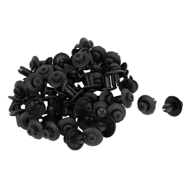 100Pcs 8,5mm Agujero Grapa de Guardabarros de Coche Remache Plástico Negro