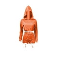 thumbnail image 3 of Seyurigaoka Women Clothes Set Solid Color Long Sleeve Hooded Tops and Shorts, 3 of 8