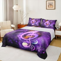 Homewish Musical Notes Twin Sheet Sets 3pcs for Female Men Adults,Abstract Gradient Twin Fitted Sheet Microfiber,Music Theme Breathable Flat Sheet,Ultra Soft Home Decor