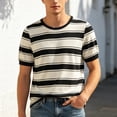 thumbnail image 2 of xfsWaSs Mens T Shirts Color Block Striped Casual T-Shirts Loose Fit Comfortable Round Neck Tee Tops Summer Short Sleeve Tshirts Daily Work Tshirts, 2 of 4