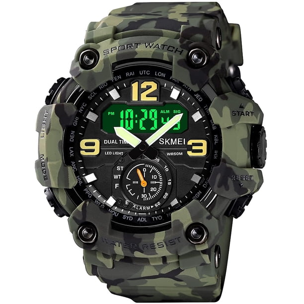 Reloj Gosasa S-Shock Camouflage Green Waterproof para hombre