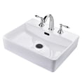 thumbnail image 1 of Aquaterior Rectangle Ceramic Sink Bathroom Countertop Basin with Faucet Drain, 1 of 11