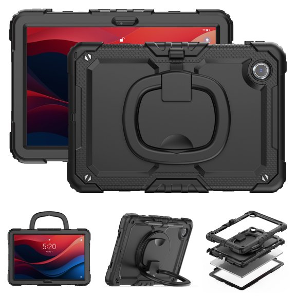 For Lenovo Tab M11/K11 LTE 2024 Case 11 inch, 360 Rotating Shockproof Cover with Stand, Handle, Shoulder Strap (TB330FU/TB330XU/TB331FC), Black