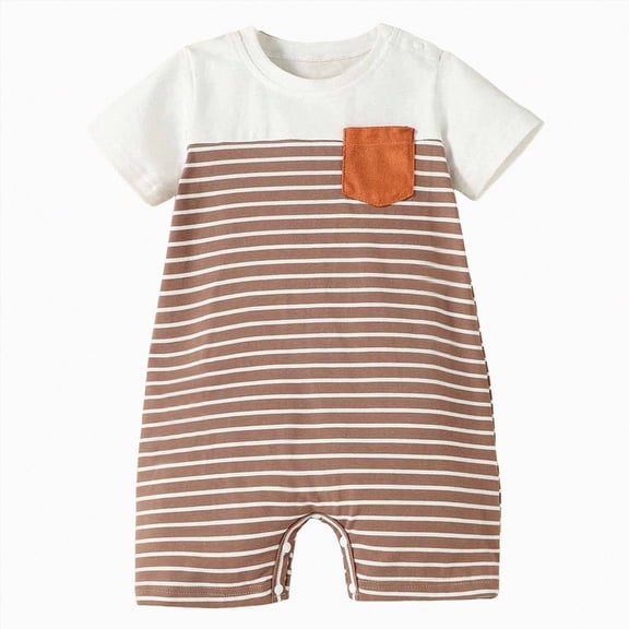 KPOPLK Baby Romper Organic Cotton Pajamas One Piece Long Sleeve Zipper Footie Onesie for 0~12M Baby(Brown,0-3 Months)