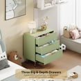 thumbnail image 4 of Table de Nuit Cannelée à 3 Tiroirs Commode Moderne avec Pattes Dorées Dessus Grand Rangement Chambre Vert, 4 of 8