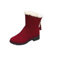 thumbnail image 1 of Women's Winter Suede Warm Round Toe With Flat Fleece Medium Tube Fringe Snow Boots, 1 of 3