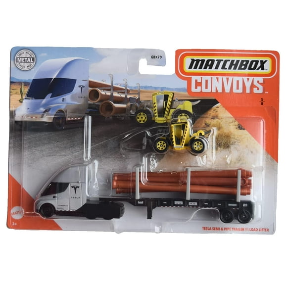 Matchbox Convoys Tesla Remorque Semi & Pipe avec Rehausseur de Charge