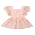 thumbnail image 1 of Bébé Fille Été Robe Sans Manches Fusée Manches Dentelle Patchwork V Dos Sundress, 1 of 6