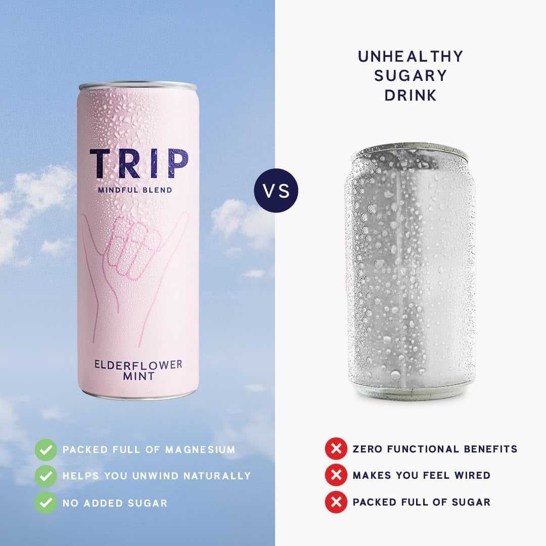 TRIP Sparkling Magnesium Drink, Variety Pack Flavor, 12 oz, 12 Pack, Adaptogen Drink With Ashwagandha and Lions Mane