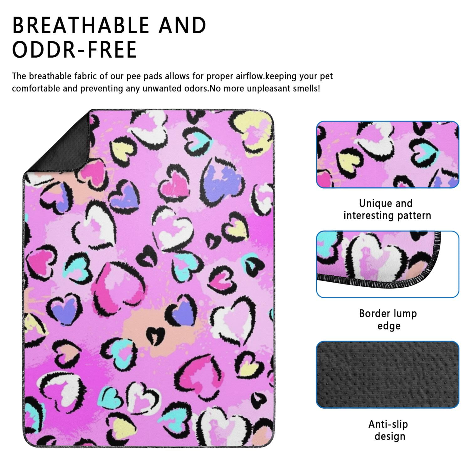 Designer Puppy Pads, Washable Reusable Potty Pads with Stylish Patterns for Pet Parents, 24" x35" (Texture/leopard /Geometry)