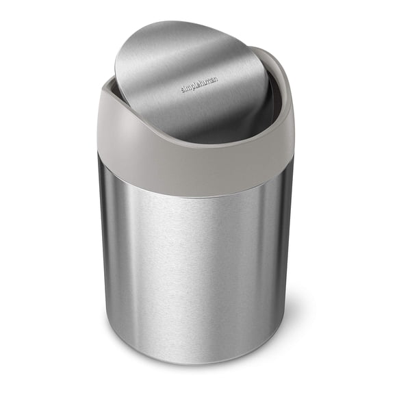 simplehuman bote de basura para mesa de cocina, baño, 1.5L, acero inoxidable, cepillado
