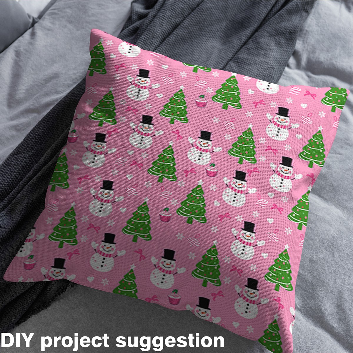 Feelyou Cartoon Dots Tree Fabric by the Yard 10 Yards, Christmas Snowman Room Decor Fabric by the Yard, Kids Happy Festival Fabric for Sewing, Luxury Bedroom Decor